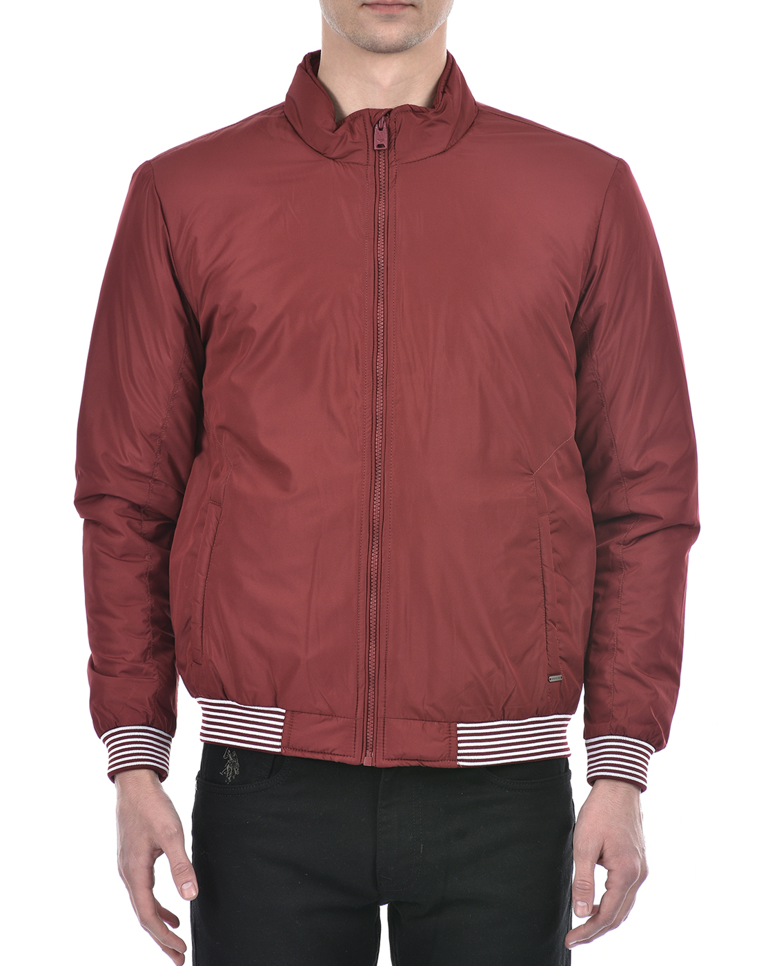 Numero Uno Men Striped Maroon Jacket